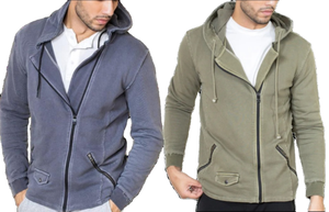 เสื้อมีฮู้ดสำหรับผู้ชายผ้าฝ้ายฝรั่งเศสเทอร์รี่คุณภาพสูงดีไซน์ซิปรูดแนววินเทจ - Product Image 6