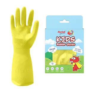 [Caja incluida] 1 par de guantes de goma para niños Little More, guantes para niños, limpieza de platos, guantes impermeables para niños, guantes seguros para el tiempo de juego