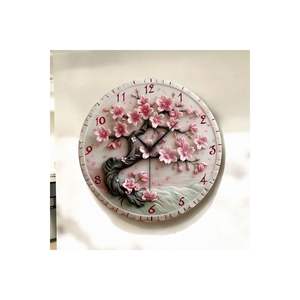 Estampado colorido Patrón de flores Número Mesa silenciosa de madera Reloj de pared 50cm Idea de regalo perfecta - Product Image 4