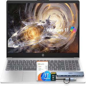 NOUVEAU PC portable H-P 15,6 pouces – Solution de productivité complète, Windows 11 avec MS Office, Intel 4 cœurs N100, 8 Go de RAM, 1,6 To de stockage - Product Image 1