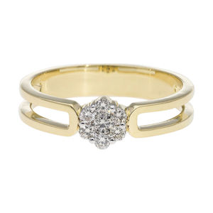 Elegant 14K Solid Yellow Lab Grown CVD Diamond Floral Cluster <b>Ring</b> Classic <b>Split</b> Shank Wedding Engagement IGI Certified Rhodium - Product Image 4