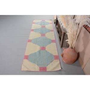 พรมตุรกีโบราณแบบทันสมัยขนาด3.5x12ฟุตผ้าขนสัตว์สีฟ้างานเย็บปะติดปะต่อกันทำด้วยมือสำหรับวัยรุ่นห้องนั่งเล่นสี่เหลี่ยมผืนผ้าห้องโถง - Product Image 2