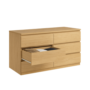 Sotta Luxury <b>6</b>-<b>Drawer</b> Chest & Extension Table Modern Design with Stainless Steel & Solid Oak Wood for Home or Hotel Furniture - Product Image 5