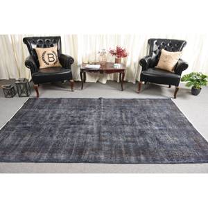 Vintage 4ft 9in X 8ft 8in tapis turc bleu et marron plat tissage laine tapis avec support en Latex pour décorations de salon - Product Image 3