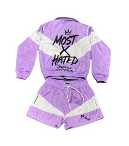 2 Piece Custom Reflective Wind Breaker Tracksuit 2 Piece Set Colorblock Nylon <b>Jacket</b> <b>Short</b> Set Men Streetwear Lightweight Autumn - Product Image 2