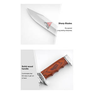 Cuchillo de Camping y Caza OEM/ODM, Hoja de Acero al Carbono, Mango de Madera - Product Image 6