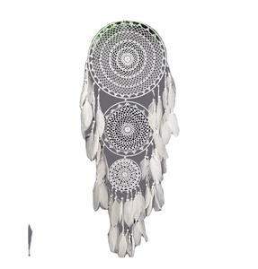 Attrape-rêves bohème artisanal de grande taille, décoration murale nordique en macramé blanc ou noir pour la décoration murale de la maison - Product Image 1