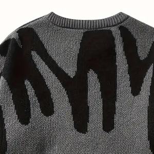 เสื้อสเวตเตอร์แบบสวมหัวแขนยาวลำลองสไตล์คนเมืองของผู้ชายเสื้อสเวตเตอร์แบบเรียบง่ายสีดำและสีเทาผ้าฝ้ายเนื้อนุ่มสำหรับฤดูหนาว - Product Image 4