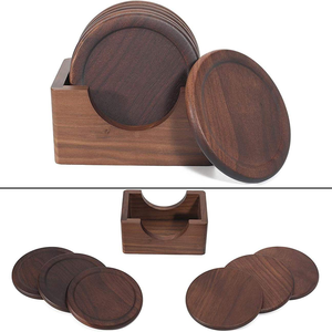 100% Natural Wooden Coaster, Coffee Coaster, <b>Beer</b> Coaster. Walnut Deep Wood coaster with Bracket - Product Image 4