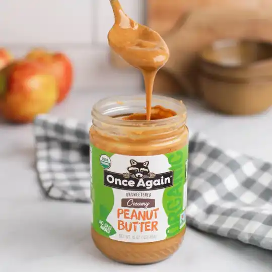 Premium Quality 16 oz. Organic Peanut Butter - Smooth - No Salt - By The Pound Gluten-Free Peanut Butter Bulk
