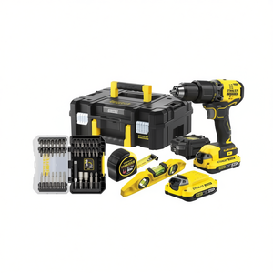 Juego de Taladro Percutor Stanley de 20V con Nivel de Burbuja y Brocas, 2 Baterías de 2Ah, Cargador y Estuche de Transporte - Product Image 2