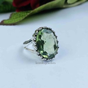 925 Sterling Silver Unisex <b>Ring</b> Natural <b>Peridot</b> Gemstone Oval Cut Bezel Setting Bohemian Style Wedding Engagement Party - Product Image 4