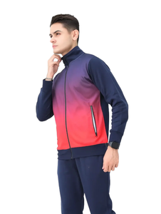 Conjunto de chándal deportivo con gradiente elegante para hombre, chaqueta con cremallera de manga larga con capucha y joggers, gimnasio, correr, ropa deportiva con - Product Image 3