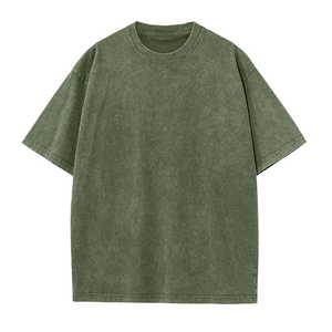 T-shirts pour hommes tendance en molleton 100% coton, surdimensionnés, délavés à l'acide, rétro, décontractés, anti-boulochage, respirants, à manches courtes pour la rue - Product Image 5