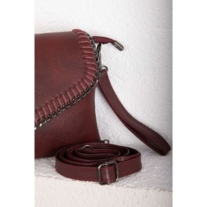 Bolso de Mano y Hombro con Solapa de Punto Borgoña, Estilo Japonés Vintage, Correa de Cuero Genuino, Bohemio, para Verano e Invierno - Product Image 5