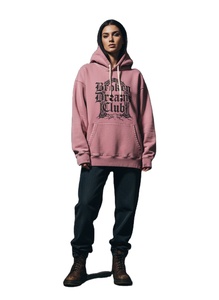 Sweat à capuche vintage délavé rose vieilli pour femme, coupe oversize à épaules tombantes, 100% coton molletonné respirant, décontracté pour l'hiver - Product Image 5