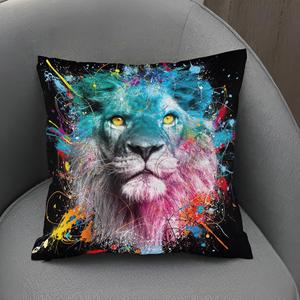 Almohada con estampado moderno abstracto de león vibrante, suave, personalizada, artística, 24 x 24 pulgadas, 60 x 60 cm - Product Image 3