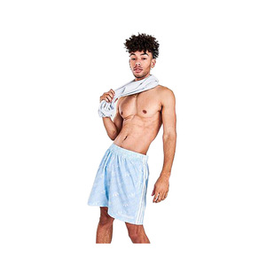 Adidas Mono Aop <b>Swim</b> <b>Short</b> Mens Active <b>Shorts</b> Color: Light Blue/<b>White</b> 100% Authentic - Product Image 1