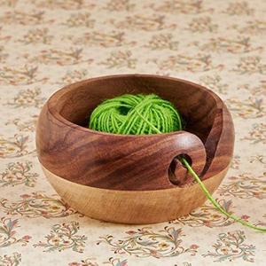 Cuencos de hilo de tejer de Acacia Real, accesorios, Decoración de mesa, cuencos de hilo de ganchillo de madera personalizables hechos a mano para almacenamiento, India - Product Image 3