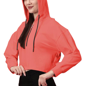 Sudadera CON CAPUCHA DE Top corto de aspecto callejero para mujer, sudaderas transpirables antiarrugas, Sudadera con capucha de estilo de exportación de gama de moda - Product Image 3
