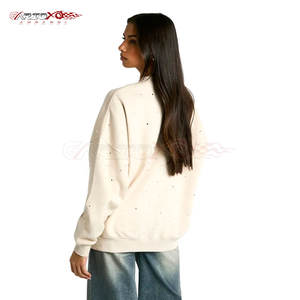 Sudadera clásica de mujer con decoración de diamantes de imitación y sudadera de diamantes de imitación llamativa atemporal - Product Image 3