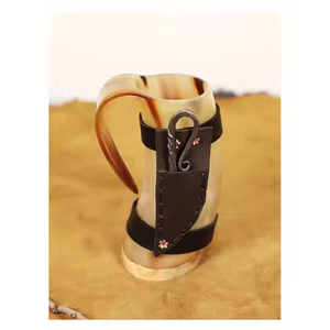 Admirable Natural vikingo tallado trabajo vasos de acero inoxidable beber cuerno tazas para cerveza vino agua pulido buey cuerno de búfalo - Product Image 2