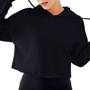 Sudadera con capucha recortada Premium de moda para mujer con mangas largas, dobladillo clásico y diseño de Jersey acogedor para ropa informal - Product Image 6