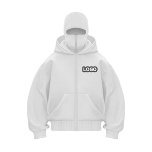 Sweat à capuche pour homme en molleton de coton avec logo personnalisé brodé à double capuche à double épaisseur Pull à capuche pour homme avec fermeture éclair complète Sweats à capuche pour homme - Product Image 2