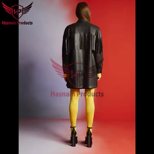 Chaqueta de cuero con cuentas y flecos occidentales de vaquera para mujer-Último diseño, cuero genuino de vaca fino de alta calidad - Product Image 4