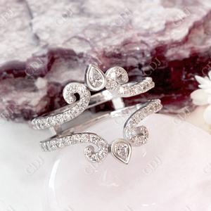 Bracelet de mariage en Moissanite pour femmes, Design personnalisé classique, taille de poire, or incurvé 14 K, bague Moissanite de haute qualité, vente en gros, bijoux - Product Image 1