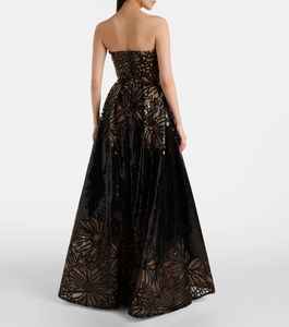 Robe de soirée Maxi en satin pour femmes élégantes sans bretelles robe d'invité de mariage et de demoiselle d'honneur de fête avec décoration brodée - Product Image 6