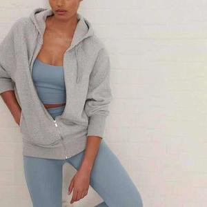 เสื้อครอปมีฮู้ดของผู้หญิงผ้าคอตตอน100% มีซิปไซส์ใหญ่พิเศษมีฮู้ดสำหรับฤดูหนาว - Product Image 3