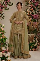 Nouvelle arrivée, robe Salwar Kameez pour femmes en acrylique, brodée de Gota, tenue de fête indienne et pakistanaise, bordures en dentelle dorée, dessinée à la main