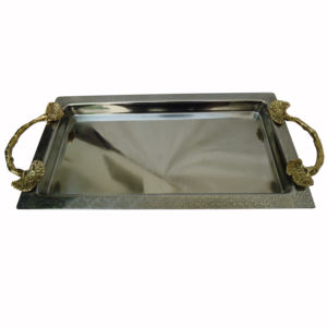 Juego de 2 bandejas de servicio de metal con Acabado niquelado de forma ovalada, plato hecho a mano, decoración de mesa para fiesta de boda, catering - Product Image 5