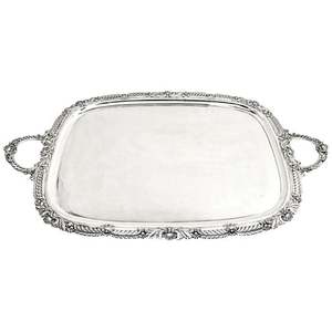 Plateau de service en acier inoxydable de finition antique Plateau en métal de conception personnalisée avec poignée Plateaux de serveur de nourriture écologiques - Product Image 2