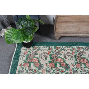 Tapis Vintage en Laine Turque 38X68 ft Vert Beige Tissage Plat Patchwork Design pour Décorations de Salon avec Support en Latex - Product Image 5