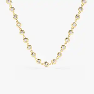 Benutzer definierte 18 Karat Gold Schmuck Diamant Tennis Kette Multis tone Diamant Schichtung Halskette Luxus Schmuck Runde Diamant Tennis Halskette