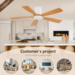 60 Inch Solid Wood Ceiling Fan No <b>Light</b> with <b>Remote</b> <b>Control</b>, 5 Blade Modern Ceiling Fan for Living Room Bedroom - Product Image 3