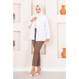 Dark Mink Striped Modest <b>Pants</b> Hijab <b>Trousers</b> - Product Image 3