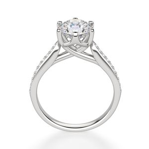 Anillo de Compromiso con Diamante Cultivado en Laboratorio de Corte Redondo con Detalles de 6 Puntas, Estilo Elegante para Mujer, Marca RITZIN - Product Image 2