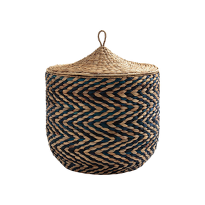 Panier de rangement rustique tissé en jacinthe d'eau écologique de haute qualité avec couvercle, panier à linge, multi-usages, maison, hôtel, restaurant, personnalisé - Product Image 1