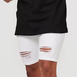New Manufacturer Custom Cheap Price High Quality Comfortable and Stretchable <b>White</b> Ripped Denim <b>Short</b> Denim Jeans <b>Shorts</b> for <b>Men</b> - Product Image 2