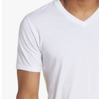 T-shirt personnalisé pour homme, prix bas, col en V, t-shirts blancs en gros, 100% coton, été, logo personnalisé, t-shirts pour homme