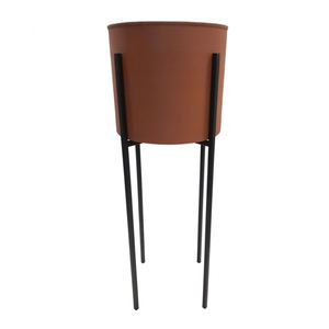 Maceta redonda de textura rústica de Metal de hierro con soporte negro fijo, maceta de tamaño pequeño para suelo, decoración para sala de estar y decoraciones de jardín - Product Image 4