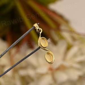 เงินแท้ 925 ชุบทอง 14K ขนาด 26 มม. รูปทรงวงรีบิดเกลียว ตัวเรือนแบบกึ่งสำเร็จรูปสำหรับใส่เรซิ่น ชิ้นส่วนเครื่องประดับ - Product Image 5