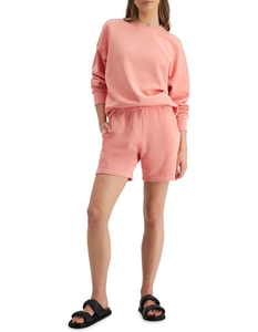 Shorts décontractés pour femmes, originaux, 100 % coton, couleur unie, taille haute, avec cordon de serrage dissimulé et poches latérales pratiques - Product Image 4