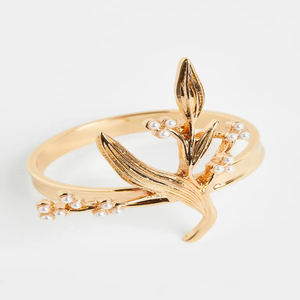 Anneau de serviette en métal à Double feuille en relief plaqué or décoration de Table de mariage anneau de serviette fait à la main décoration d'hôtel de restaurant - Product Image 3