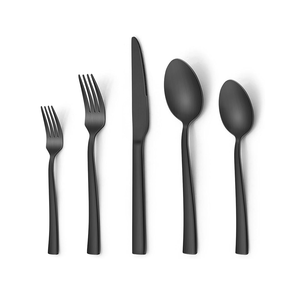 Cuchara de postre negra de acero con espejo pulido mate Mango exclusivo 5 piezas Mejor diseñador Artesanía Venta caliente Venta - Product Image 2