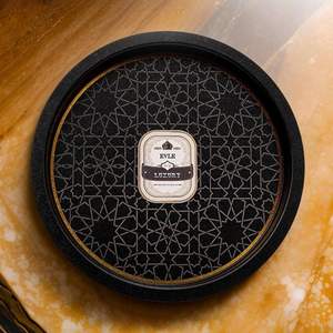 ถาดโลหะทรงกลมลายเรขาคณิตสีทองขนาด315มม. - Product Image 4