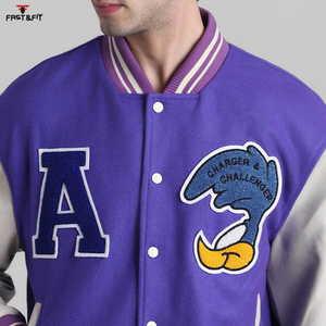 Breathable Plus Size Stylish Custom Winter Men Embroidery College <b>Baseball</b> <b>Bomber</b> <b>Jacket</b> Canvas 100% Cotton Windproof - Product Image 6